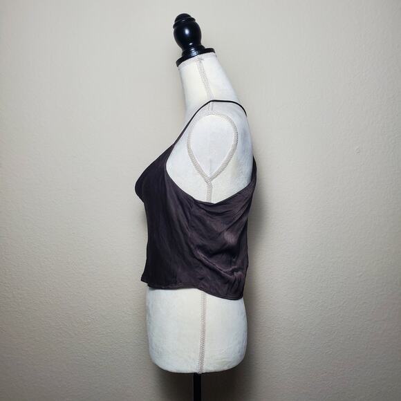 Zara Brown Satin Crop Top Medium - Picture 3 of 6